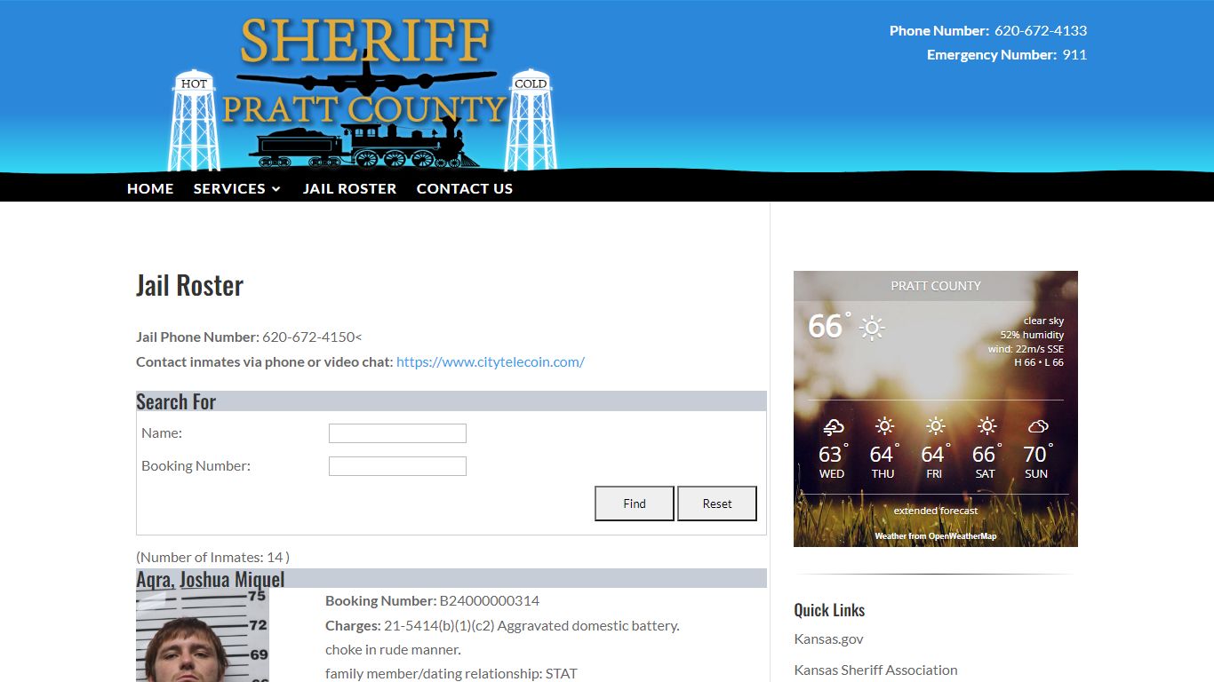 Jail Roster | Pratt County Sheriff