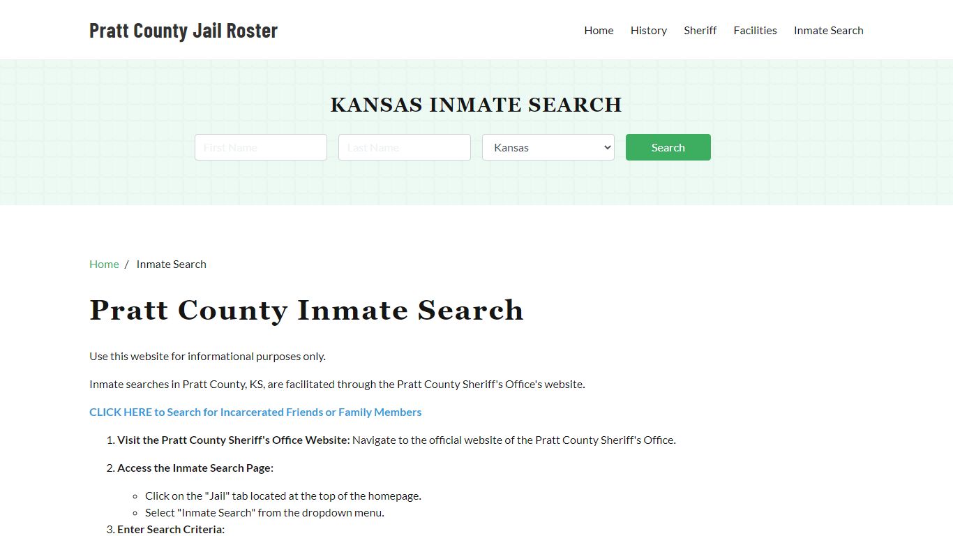 Pratt County, KS Detainee Lookup