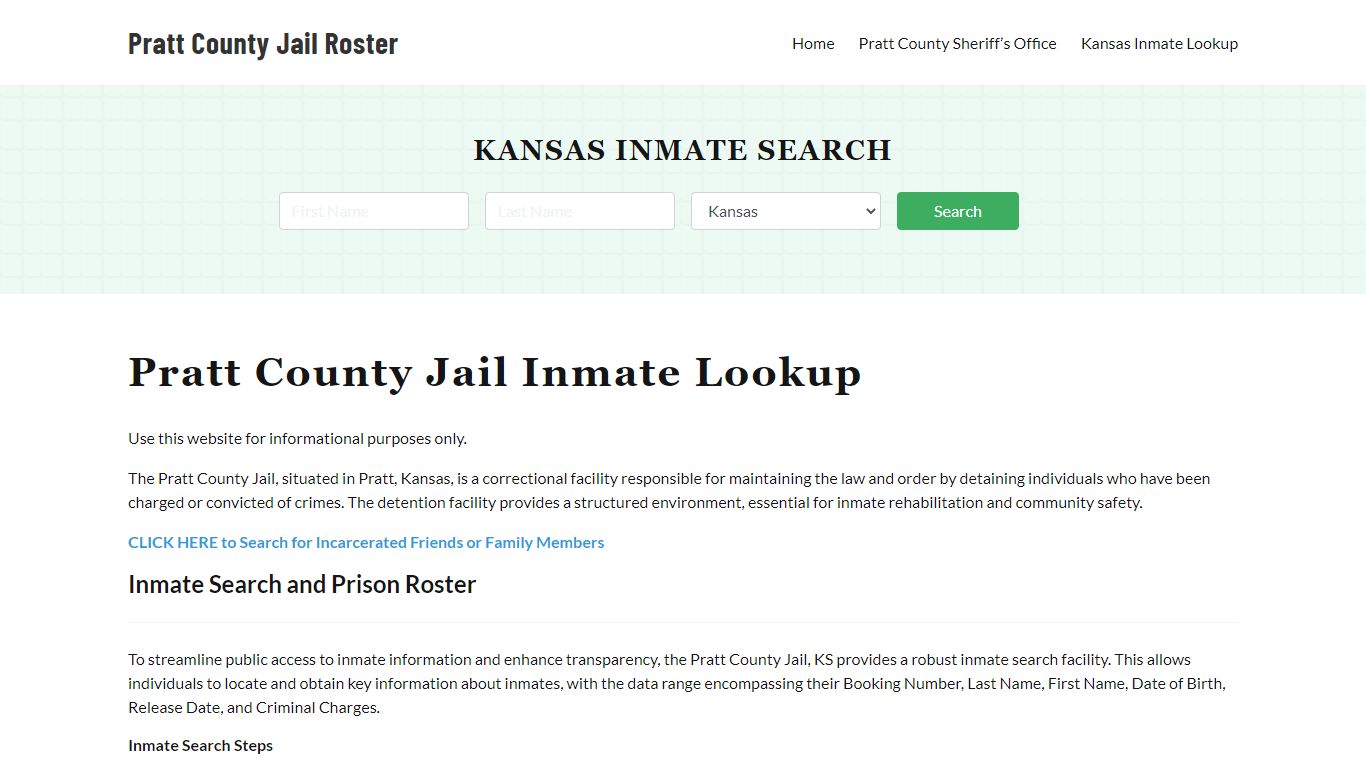 Pratt County Jail Roster Lookup, KS, Inmate Search